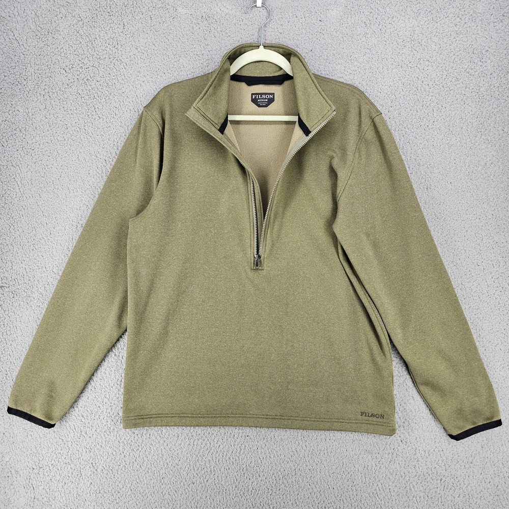 Filson Trapper Creek Fleece Mens Medium Lichen Green Half Zip Pullover Mock Neck